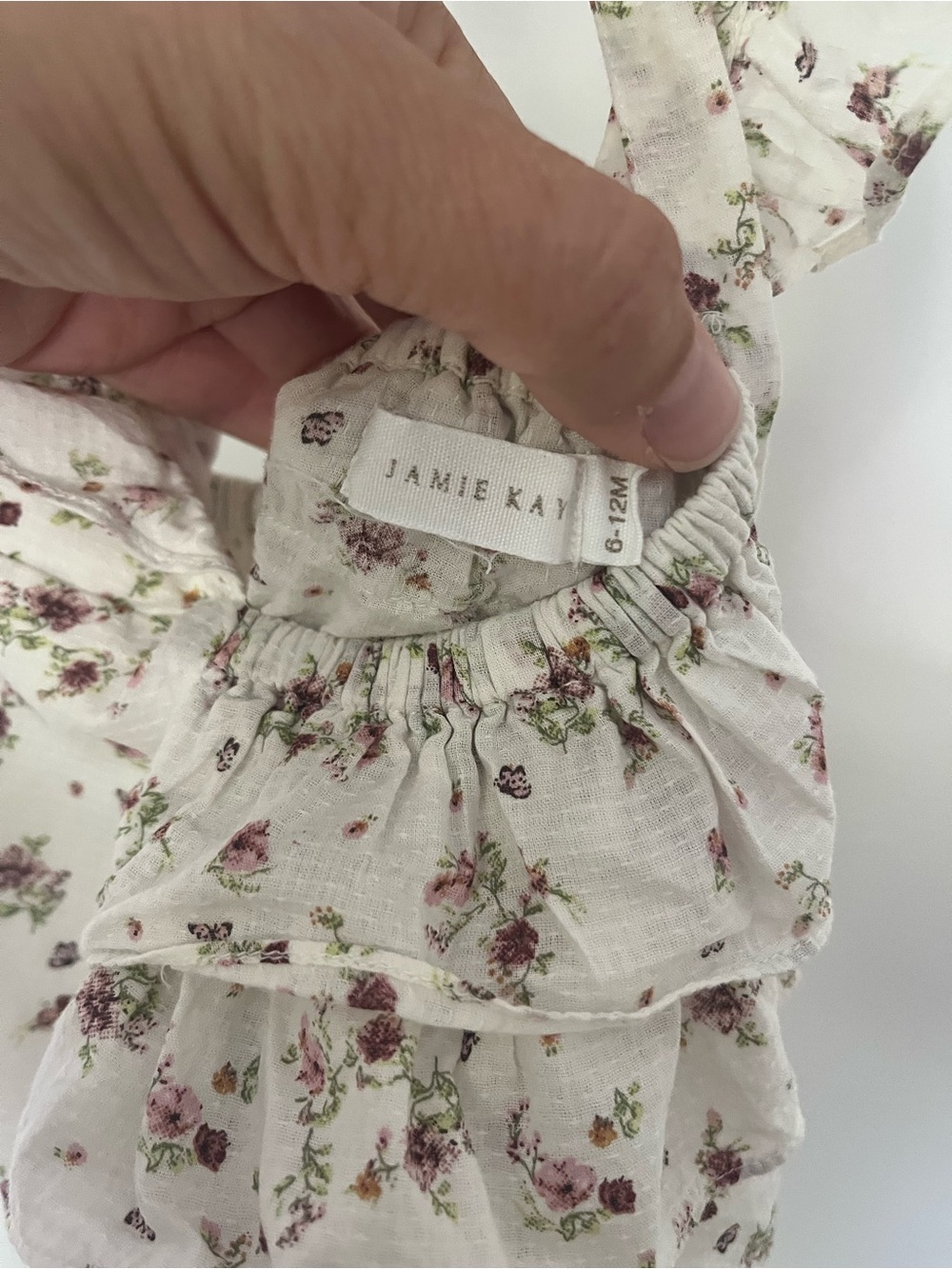 Jamie Kay White and pink floral ruffled bubble romper size 6-12 months - Picture 4 of 5